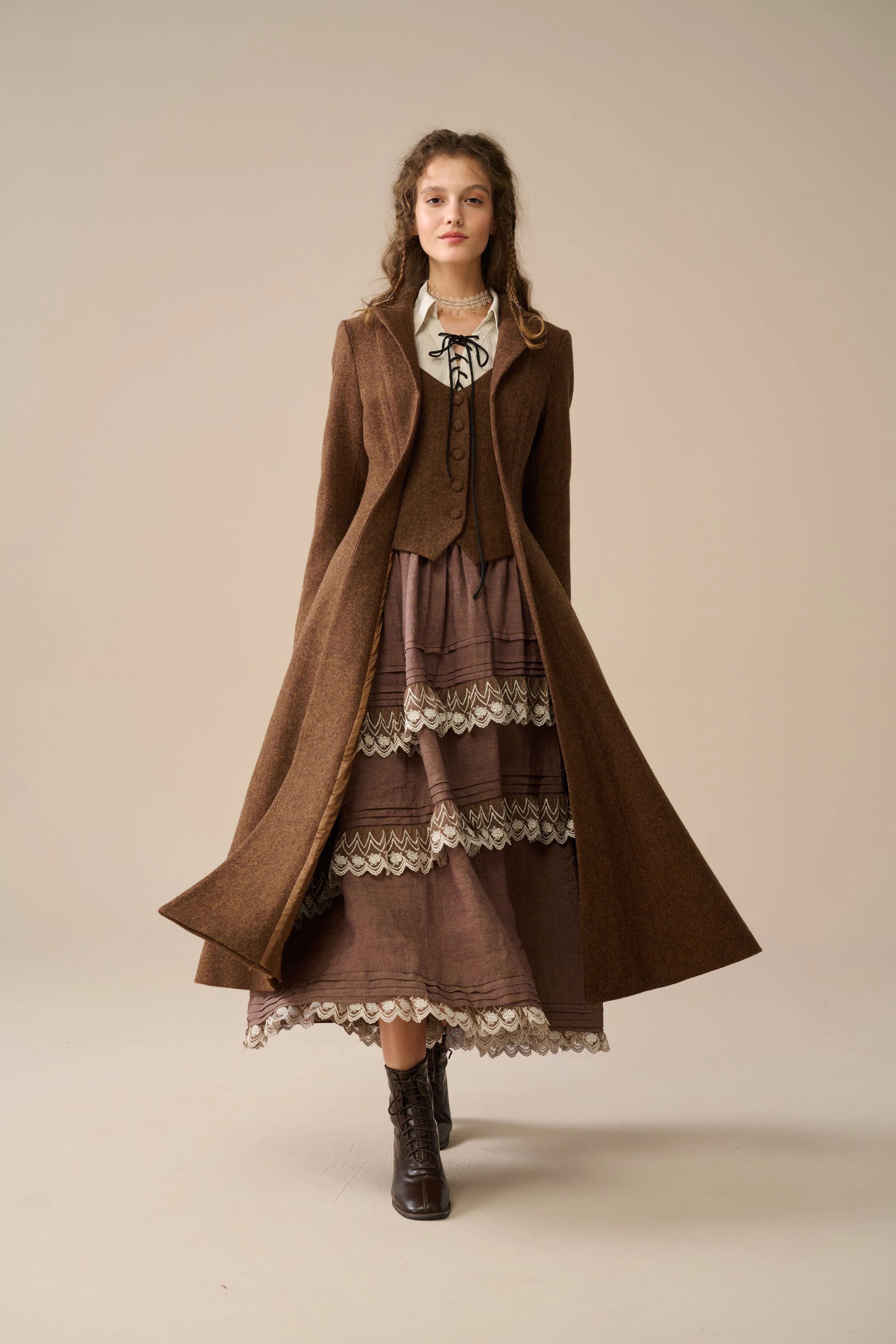 Doreen 15 |Vest-Layered 100% Wool Coat - Image 12