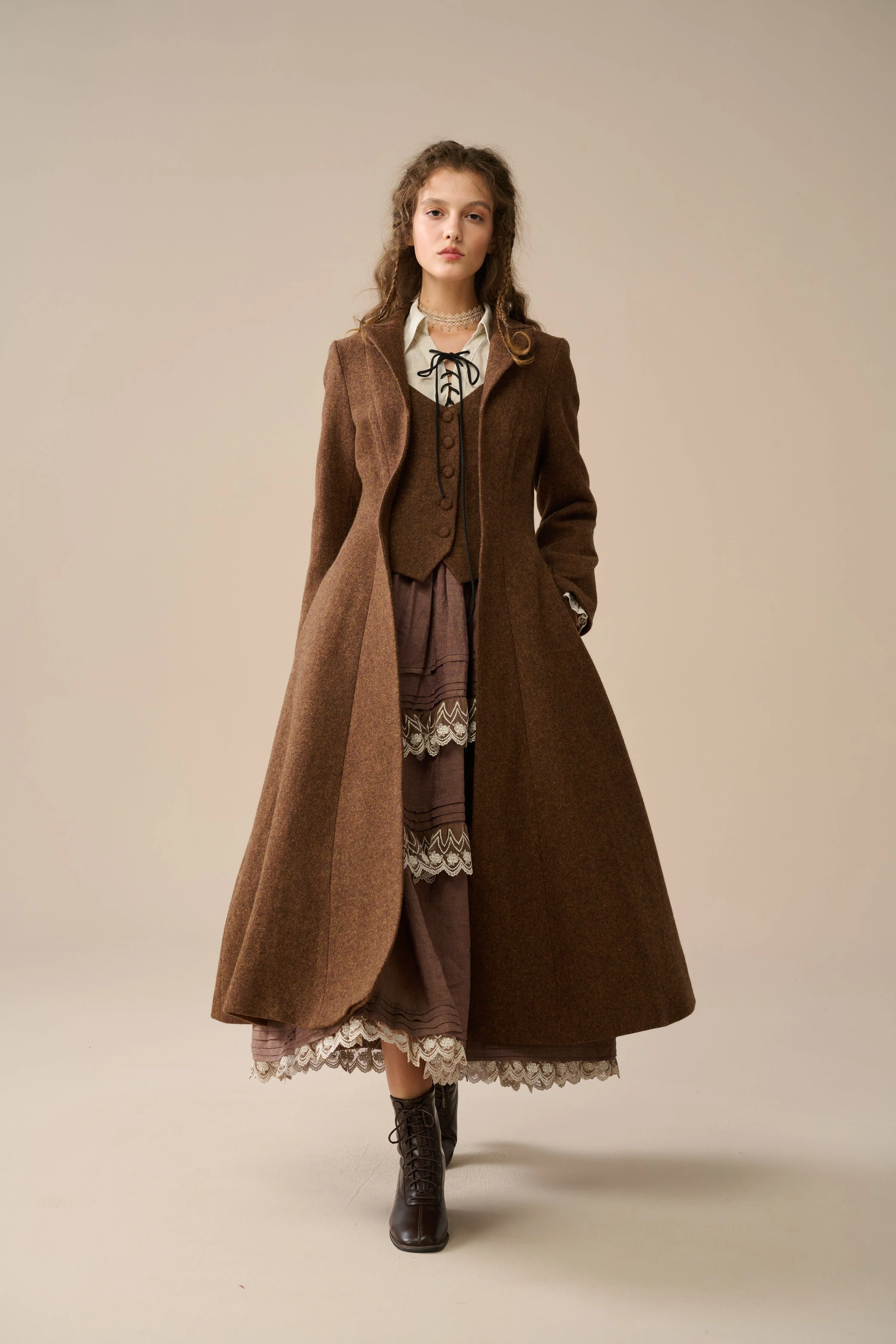 Doreen 15 |Vest-Layered 100% Wool Coat - Image 13