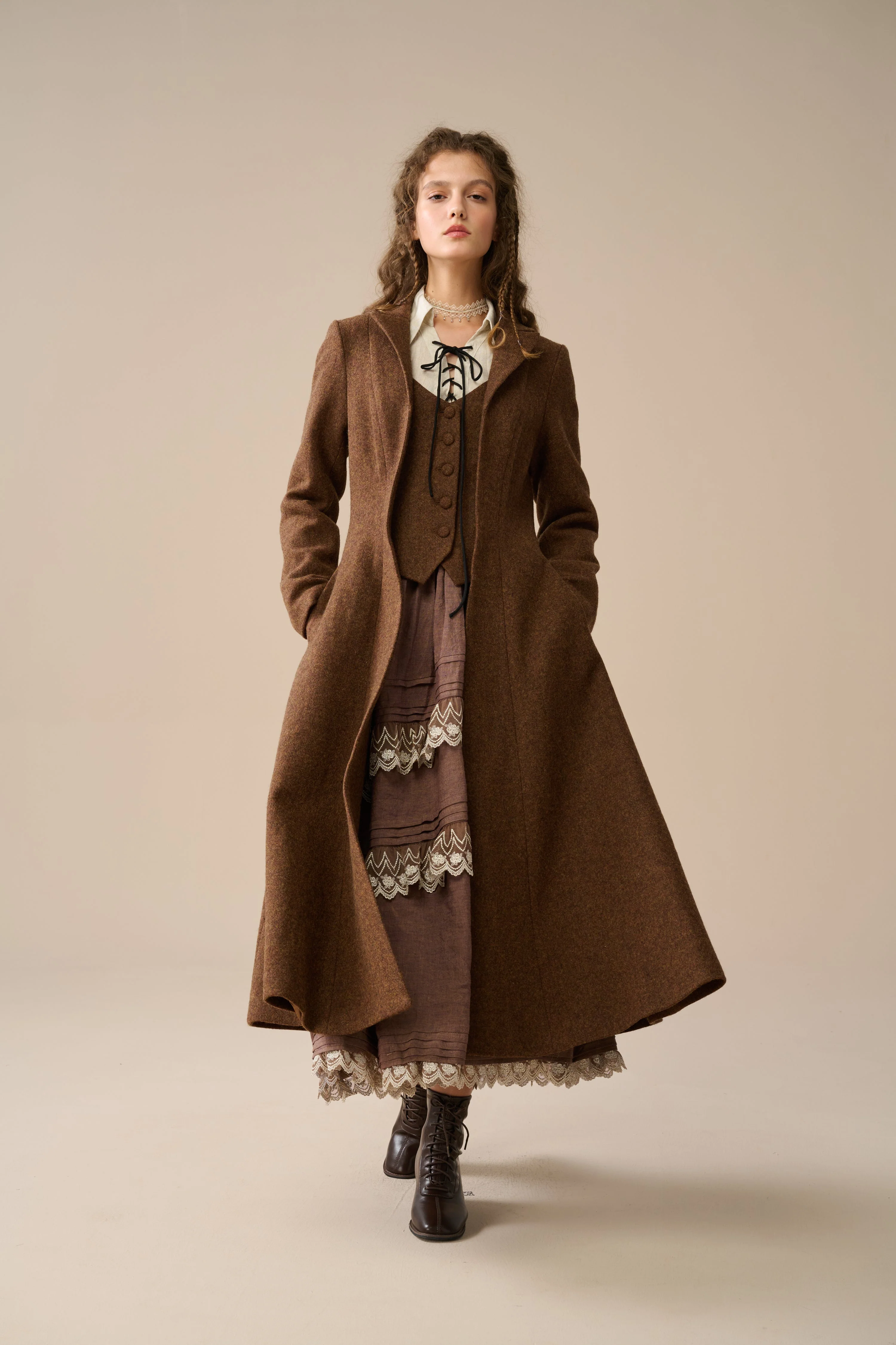 Doreen 15 |Vest-Layered 100% Wool Coat - Image 14