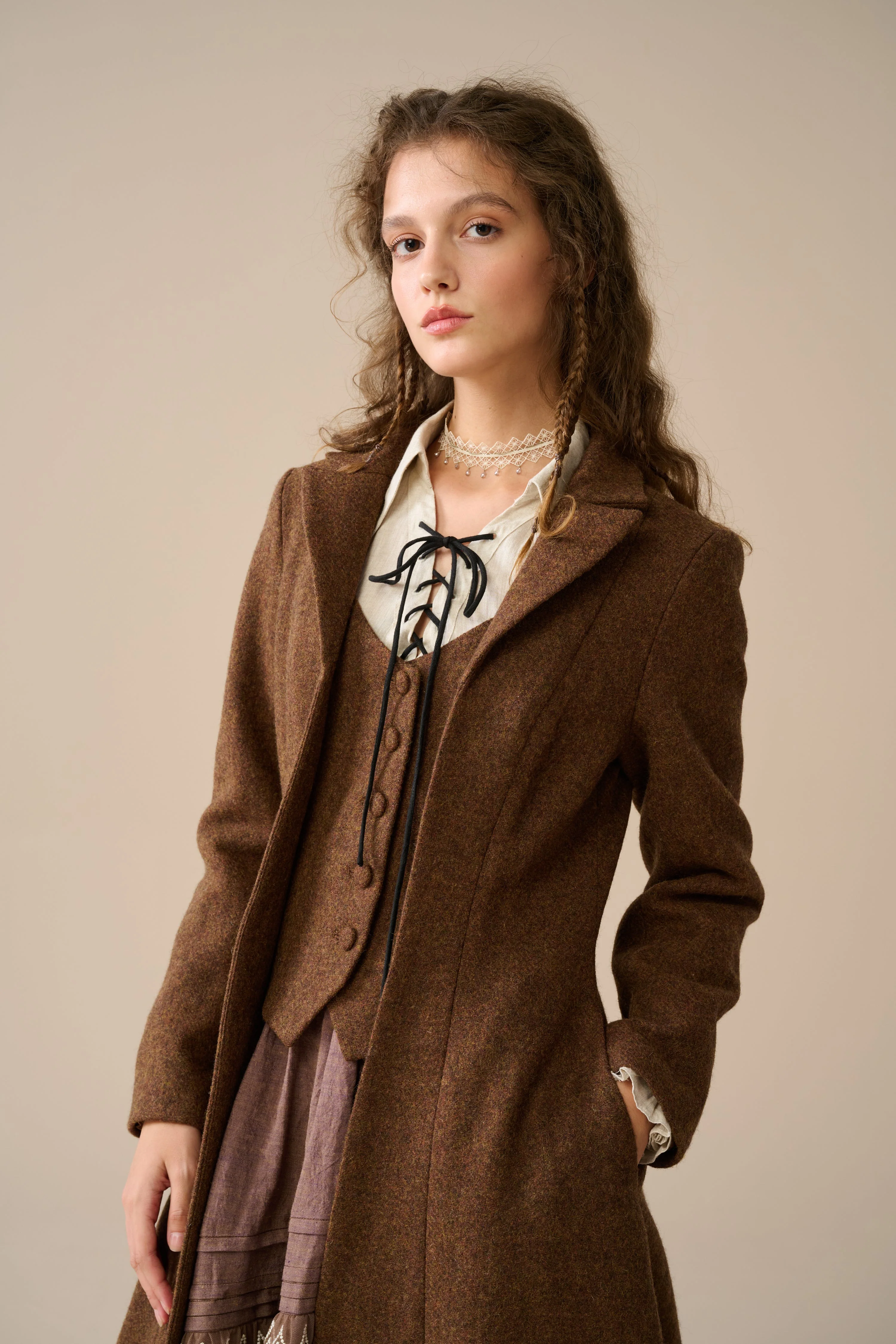 Doreen 15 |Vest-Layered 100% Wool Coat - Image 16