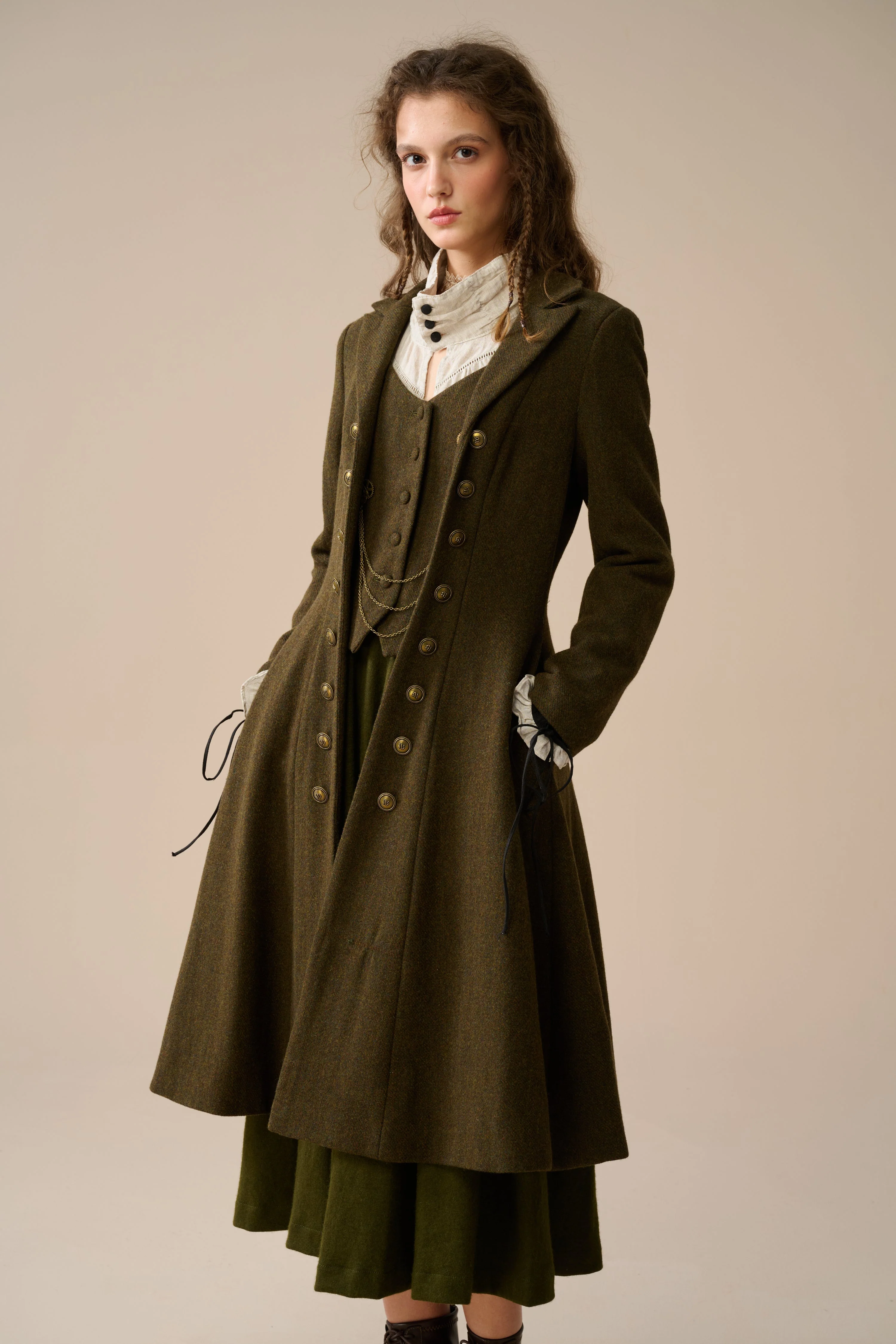 Doreen 15 |Vest-Layered 100% Wool Coat - Image 21