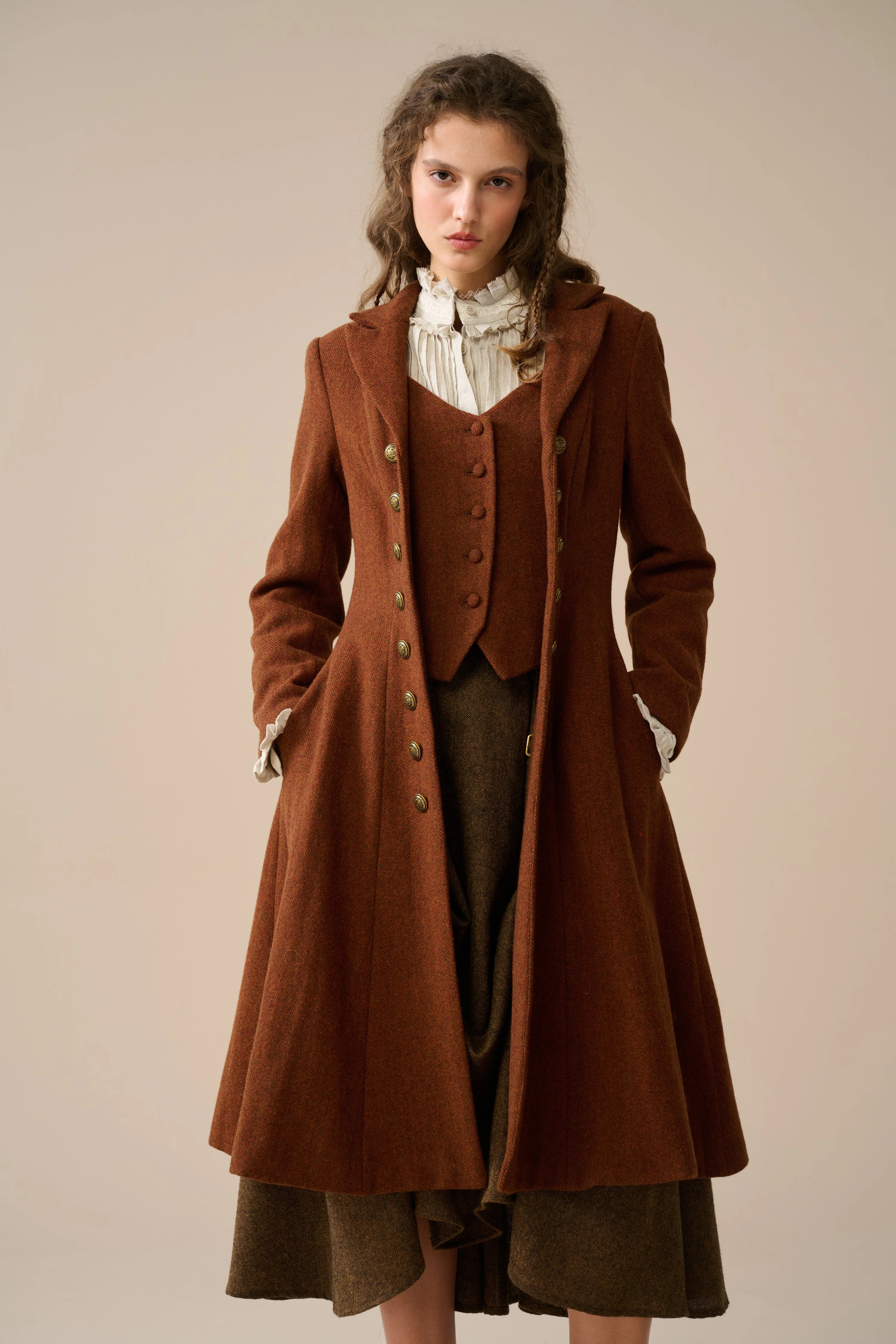 Doreen 15 |Vest-Layered 100% Wool Coat - Image 22