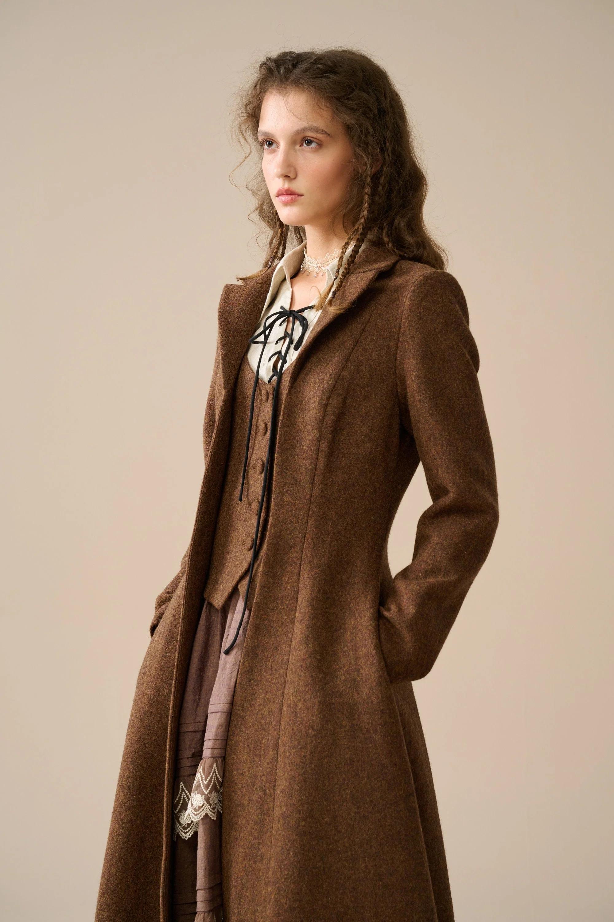 Doreen 15 |Vest-Layered 100% Wool Coat - Image 3