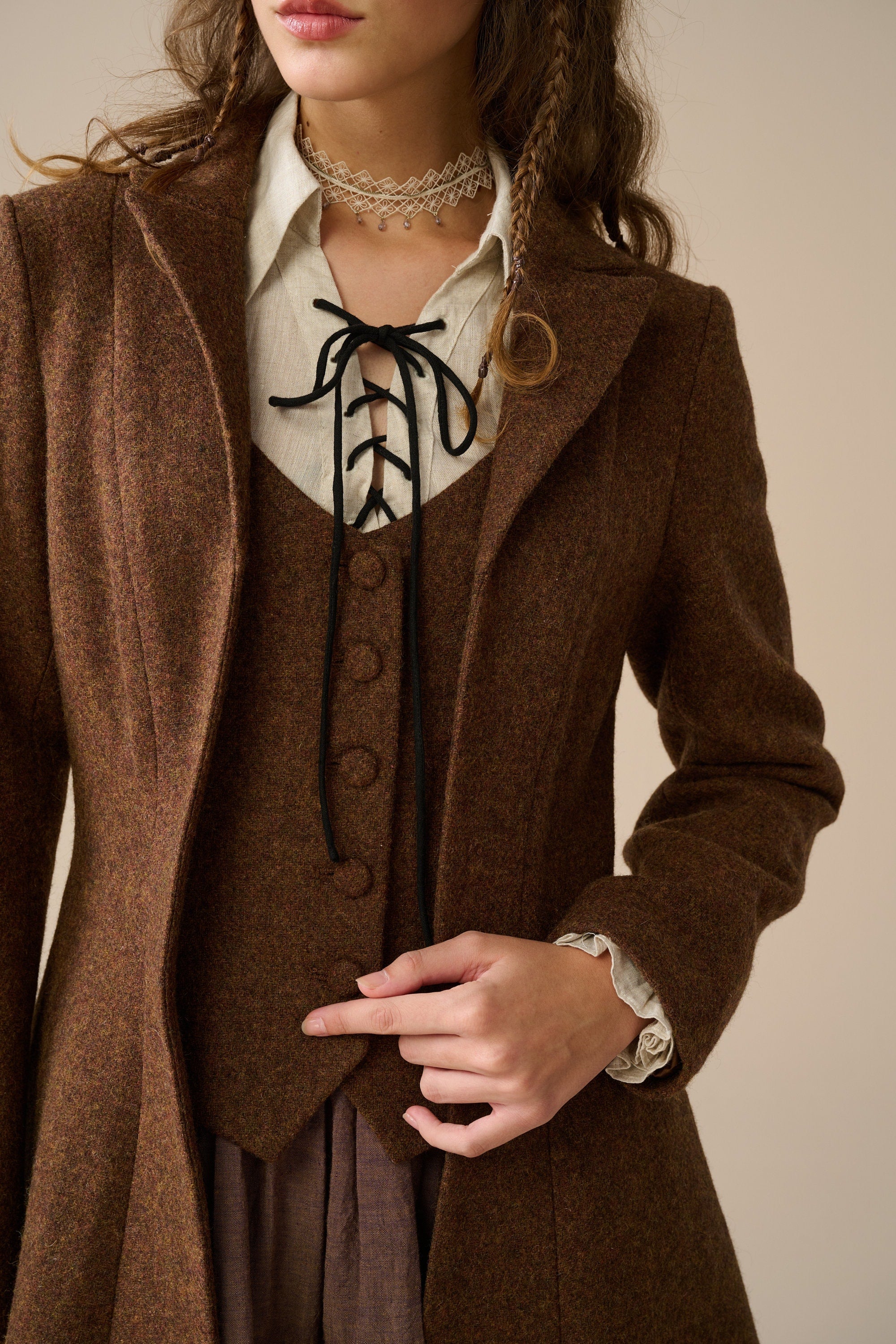 Doreen 15 |Vest-Layered 100% Wool Coat - Image 4