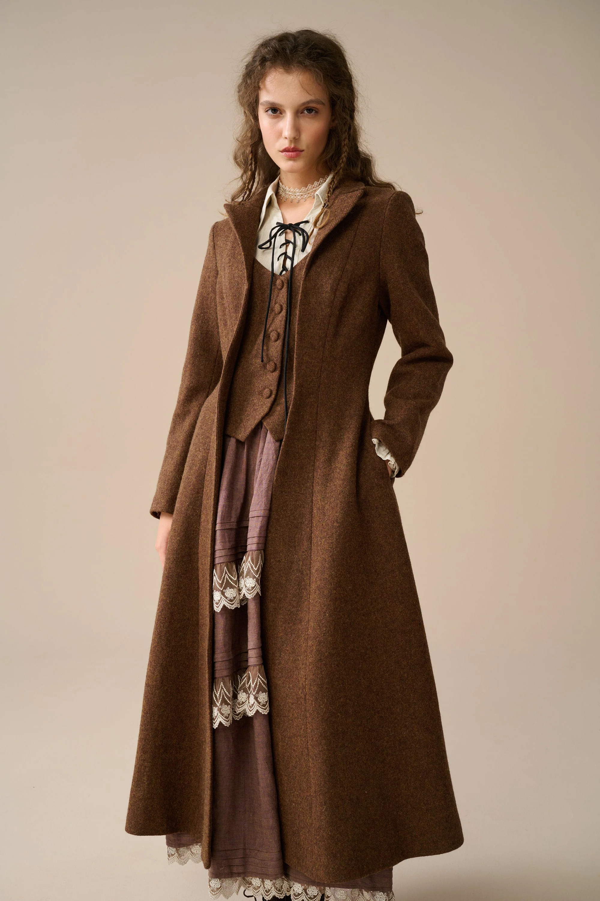 Doreen 15 |Vest-Layered 100% Wool Coat - Image 5