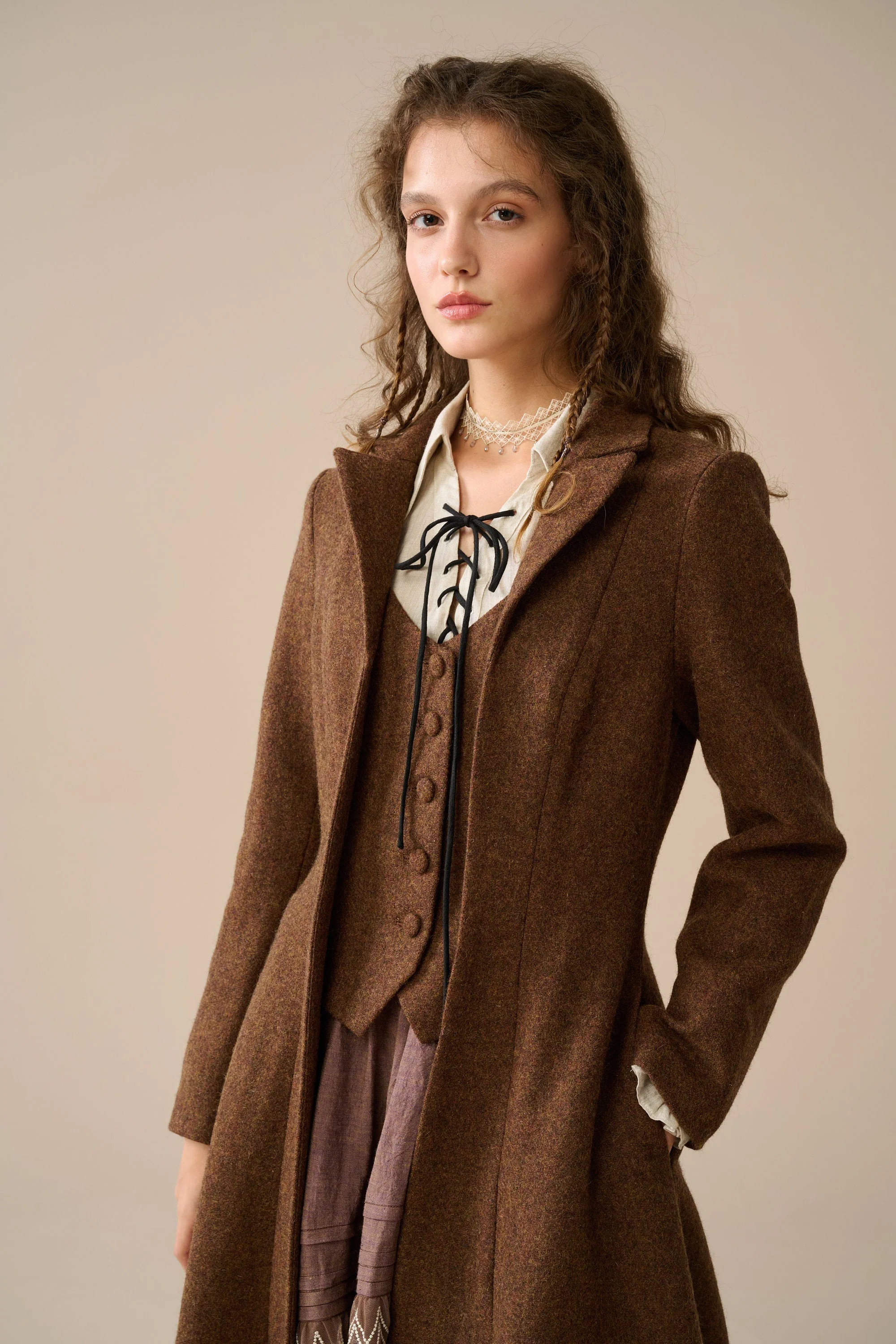 Doreen 15 |Vest-Layered 100% Wool Coat - Image 6