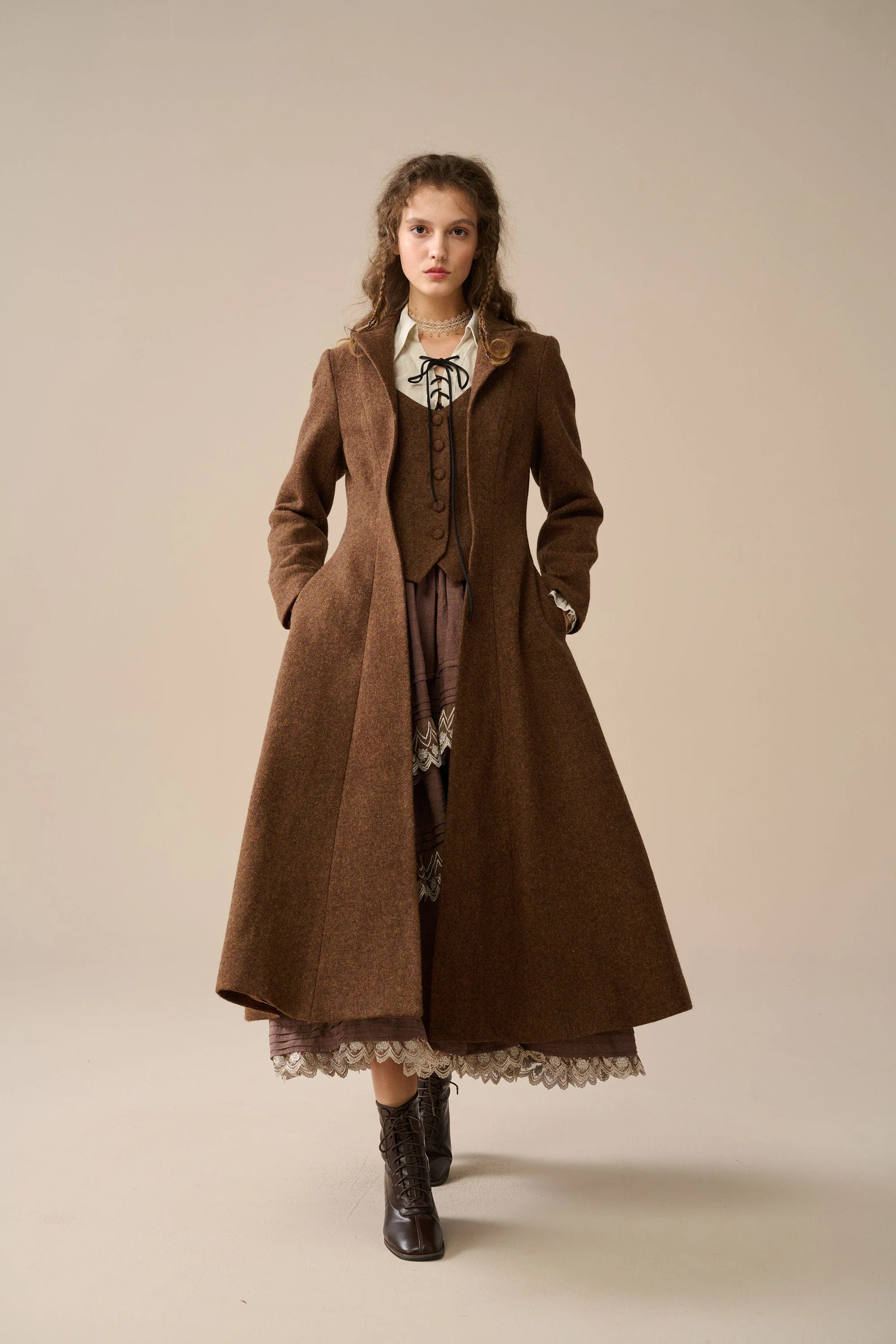 Doreen 15 |Vest-Layered 100% Wool Coat - Image 7