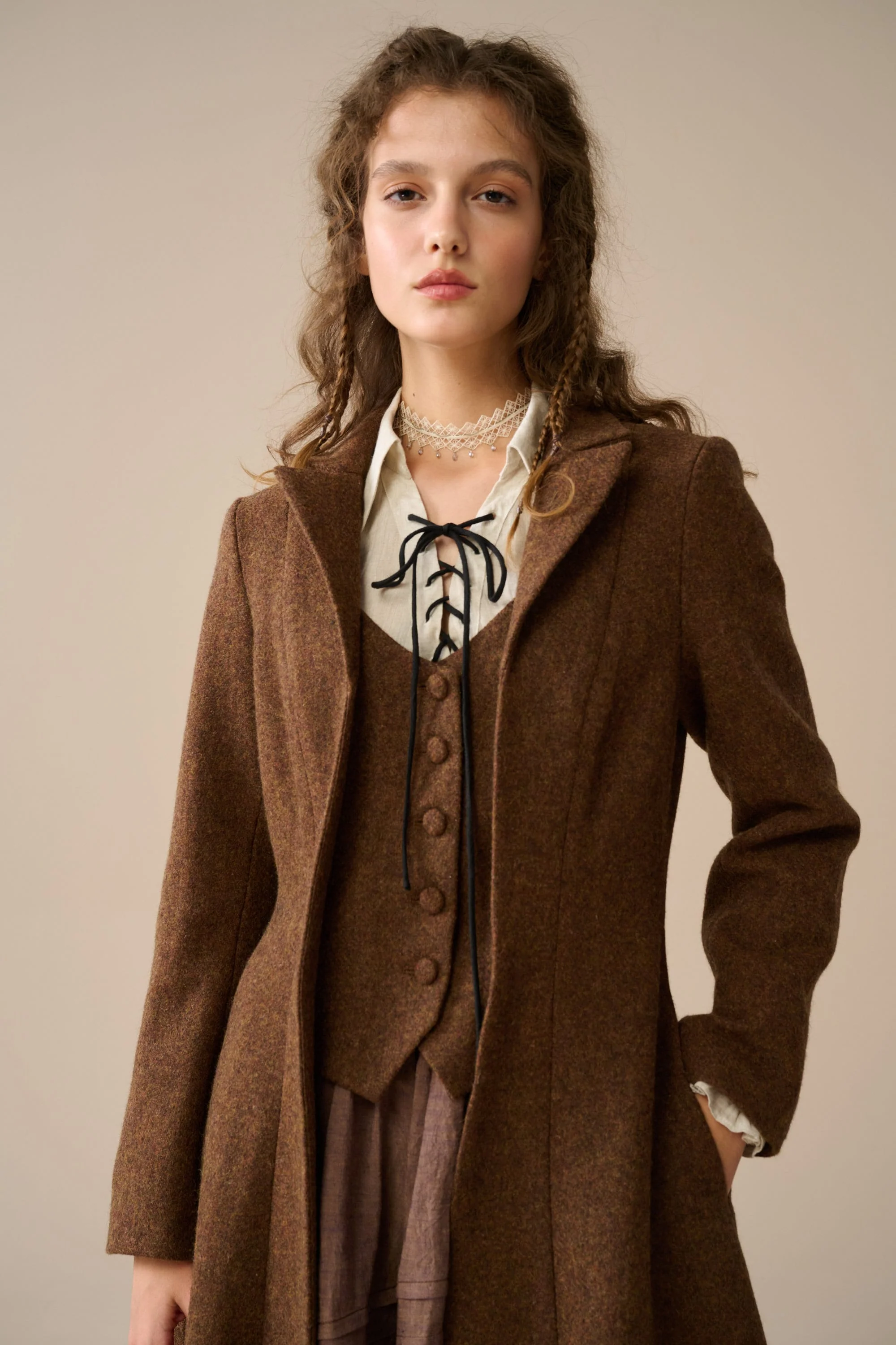 Doreen 15 |Vest-Layered 100% Wool Coat - Image 9