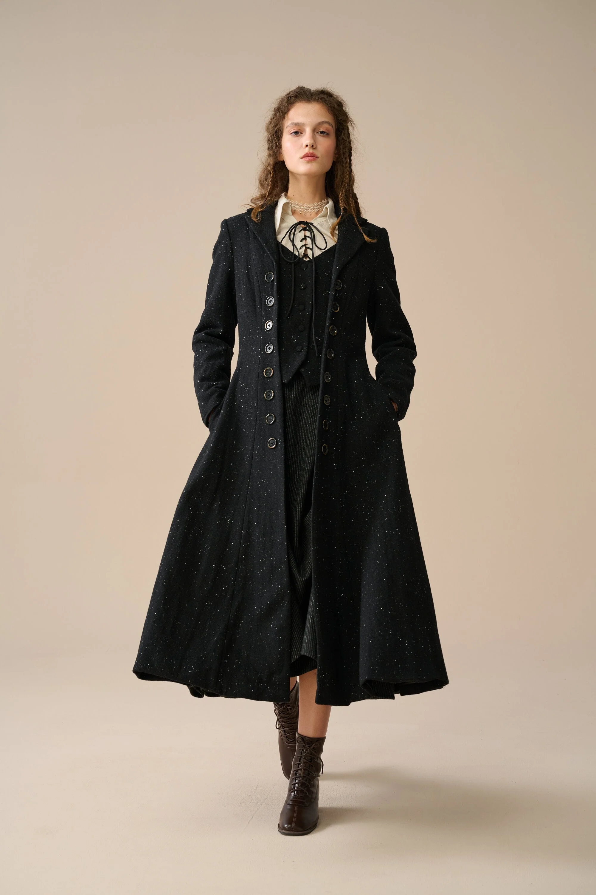 Doreen 15 |Vest-Layered 100% Wool Coat - Image 12