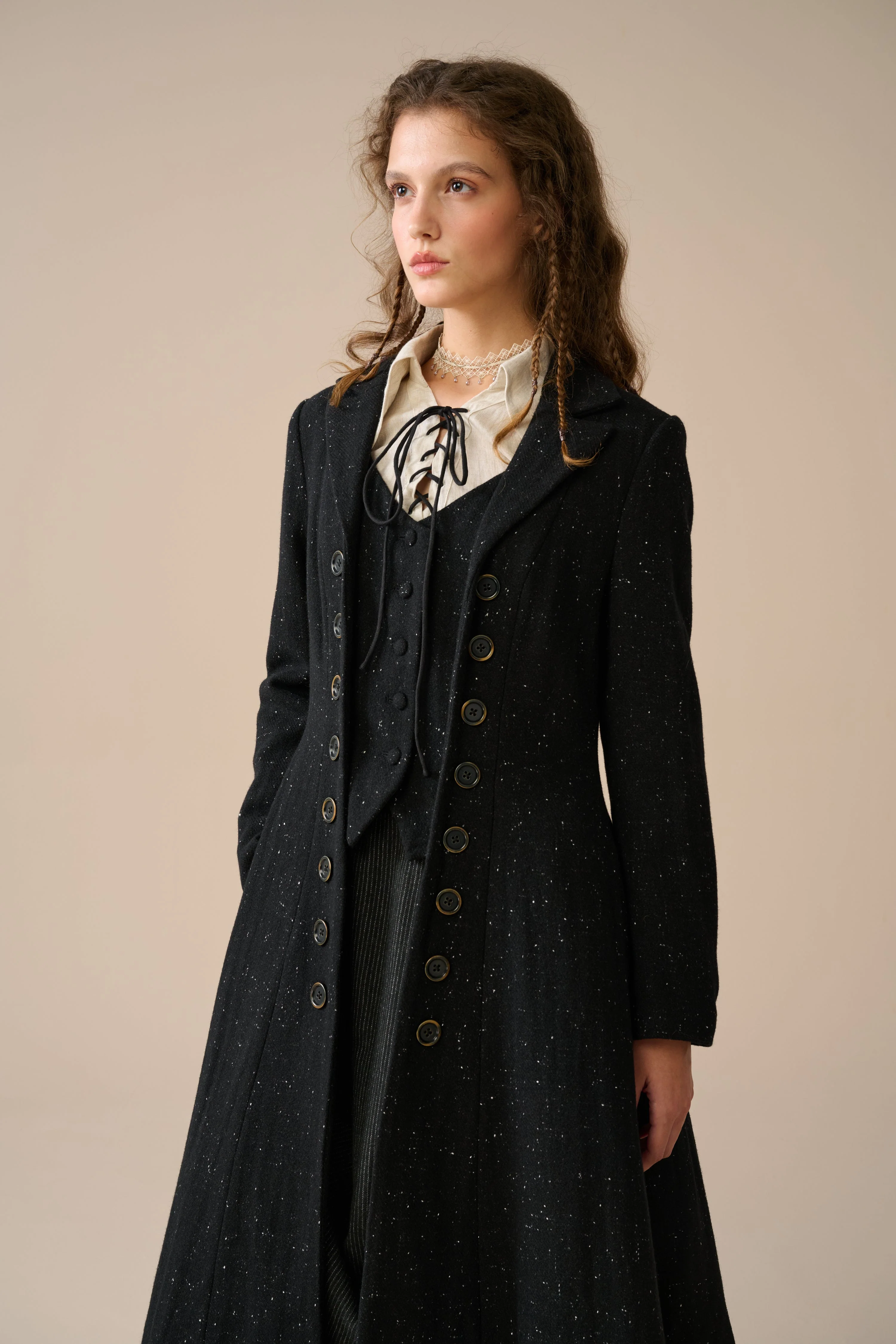 Doreen 15 |Vest-Layered 100% Wool Coat - Image 14