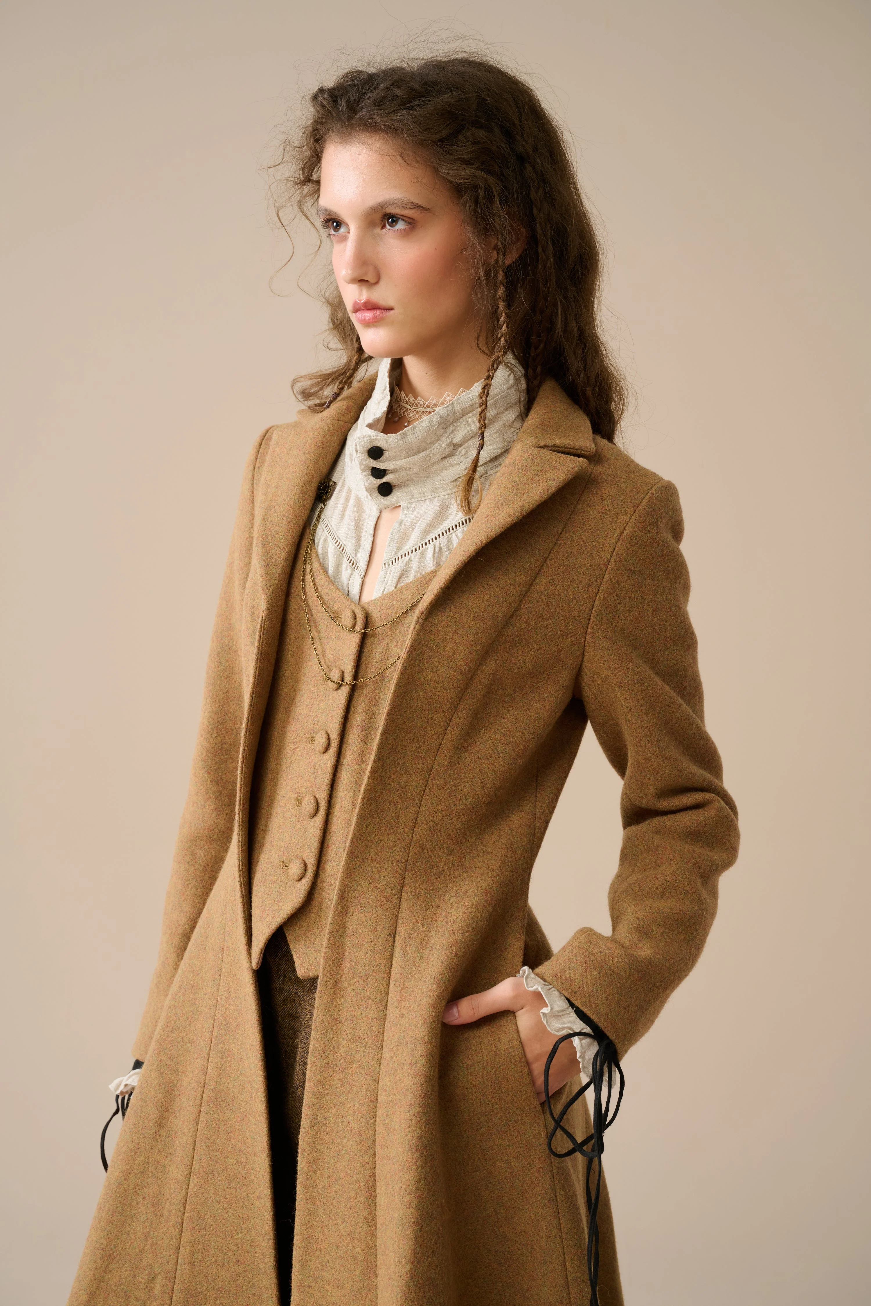 Doreen 15 |Vest-Layered 100% Wool Coat - Image 20