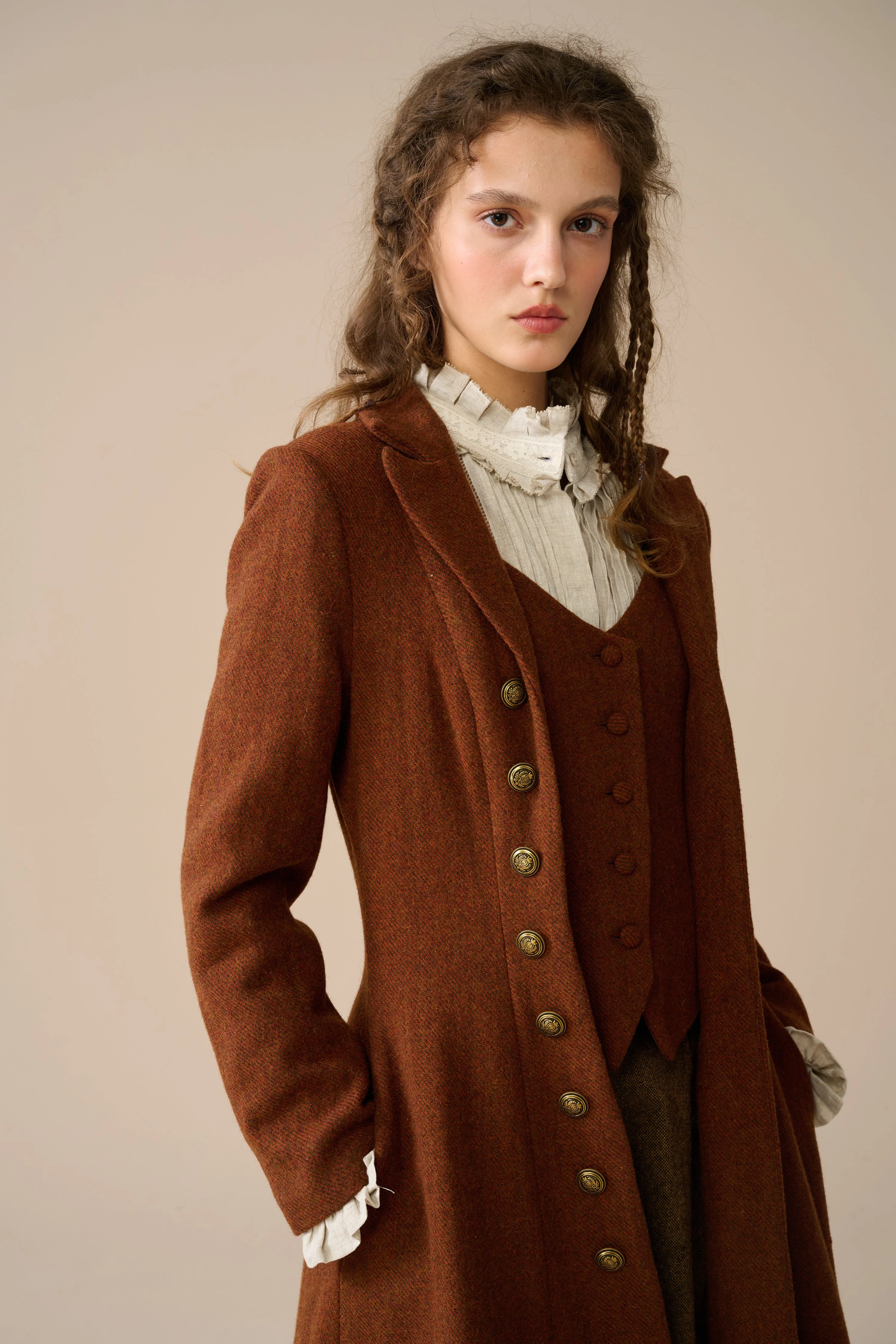 Doreen 15 |Vest-Layered 100% Wool Coat - Image 24