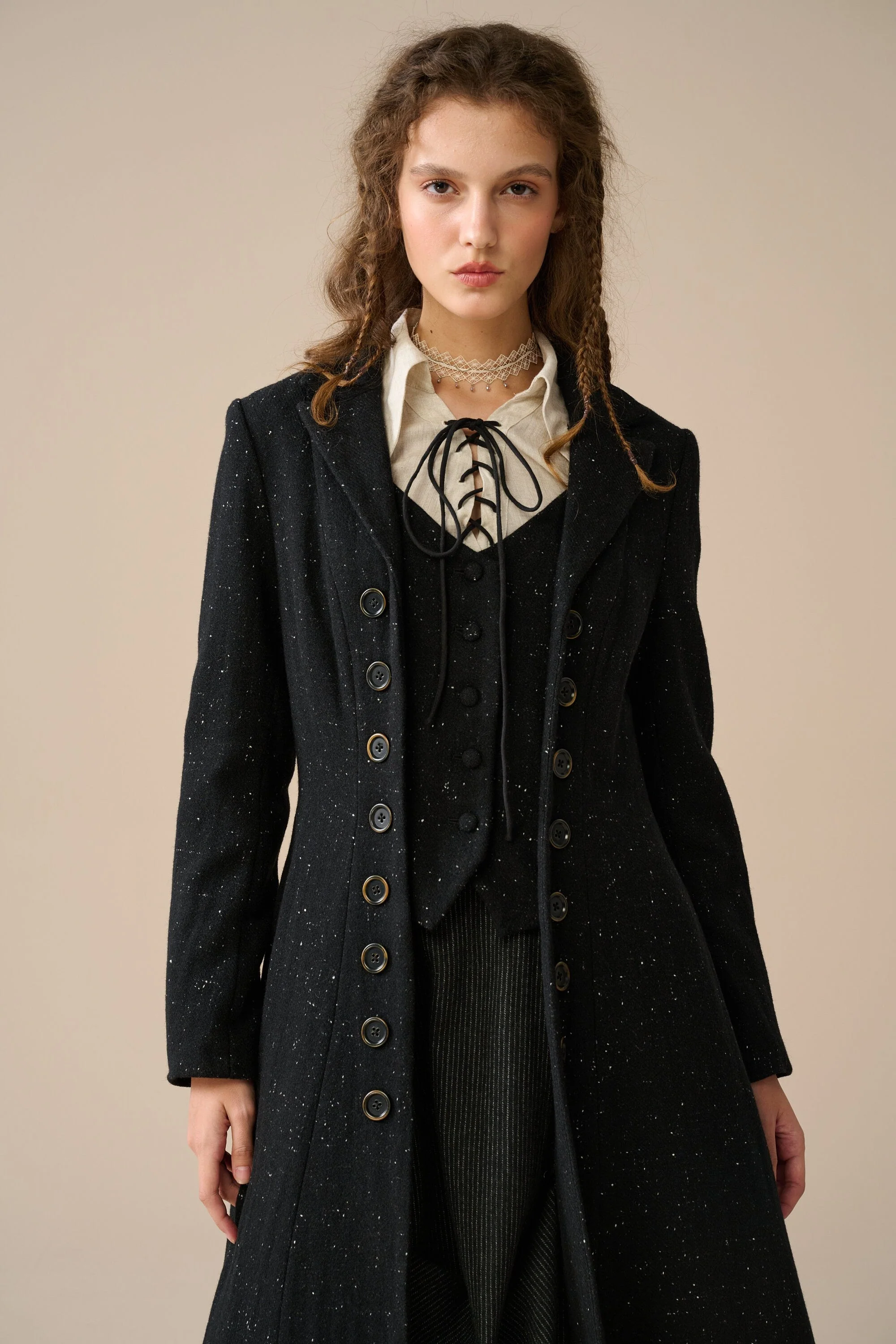 Doreen 15 |Vest-Layered 100% Wool Coat - Image 3
