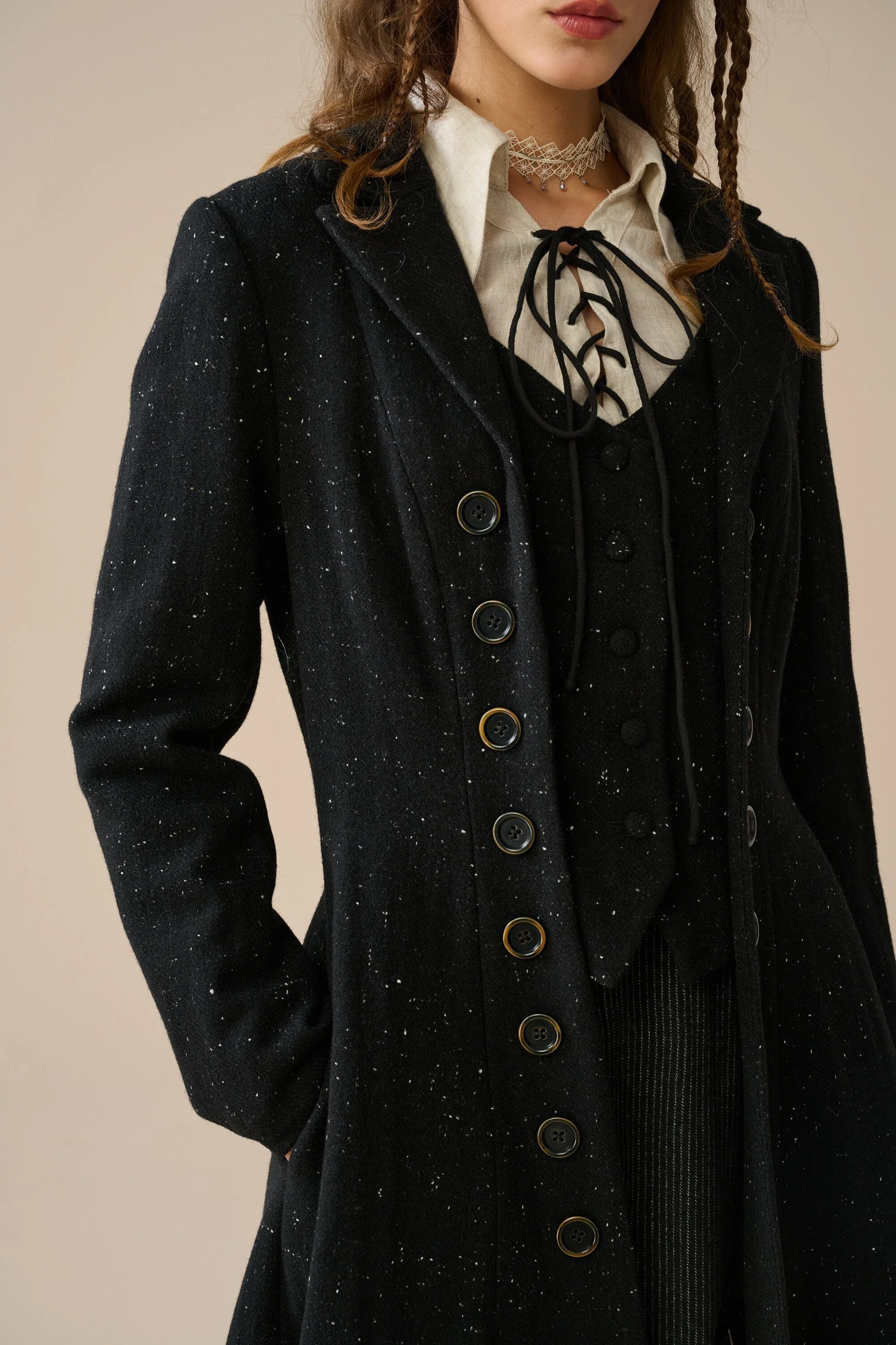 Doreen 15 |Vest-Layered 100% Wool Coat - Image 4