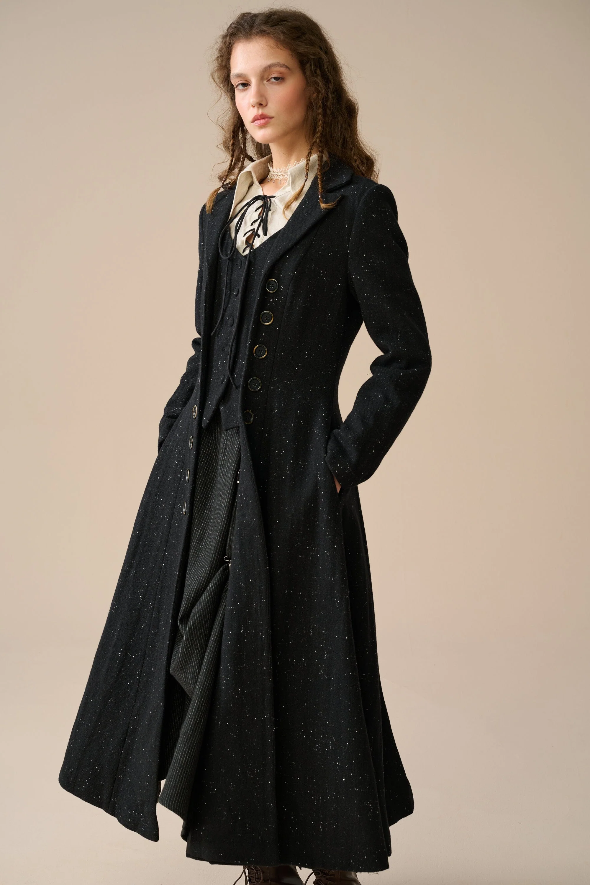Doreen 15 |Vest-Layered 100% Wool Coat - Image 8