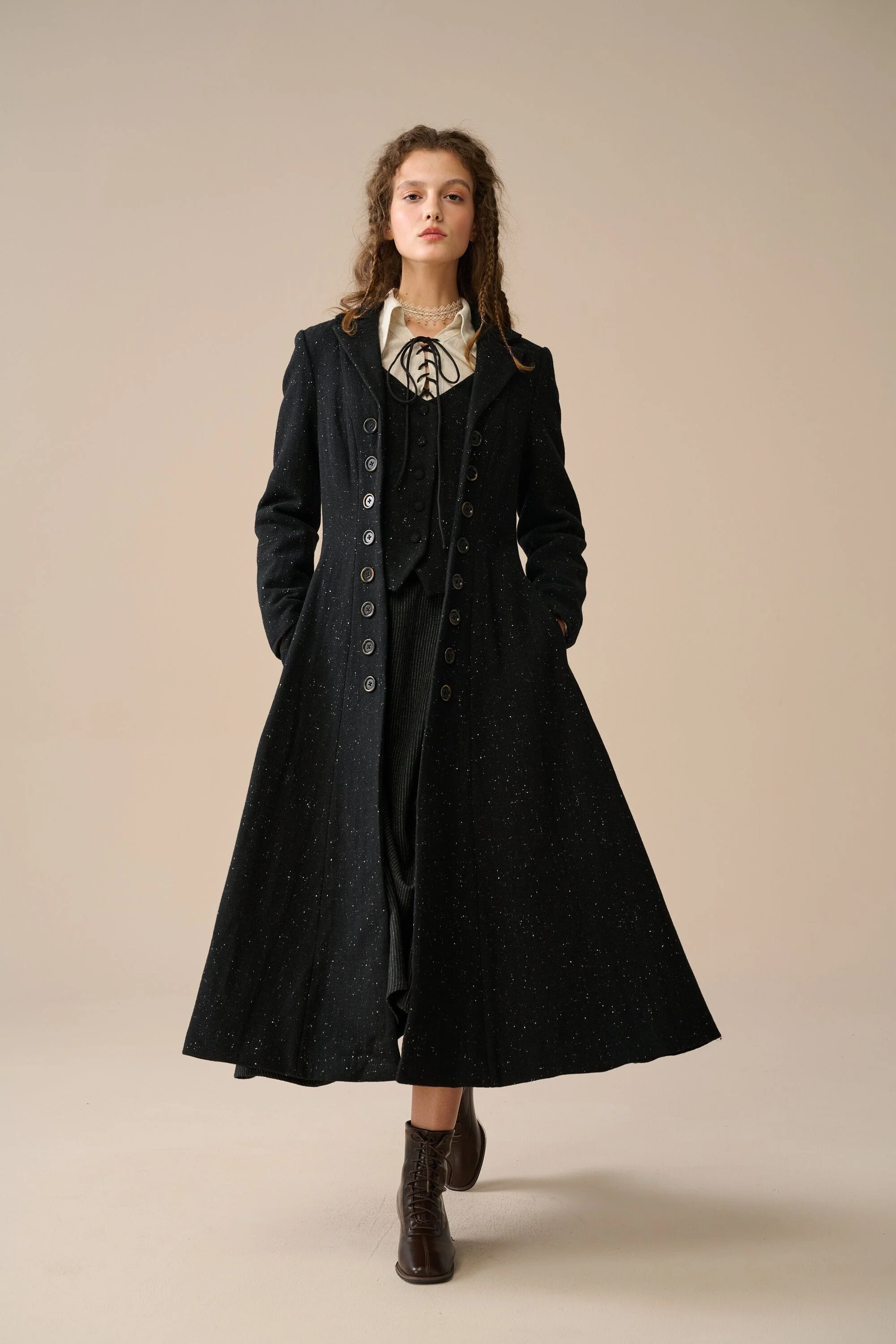 Doreen 15 |Vest-Layered 100% Wool Coat - Image 9