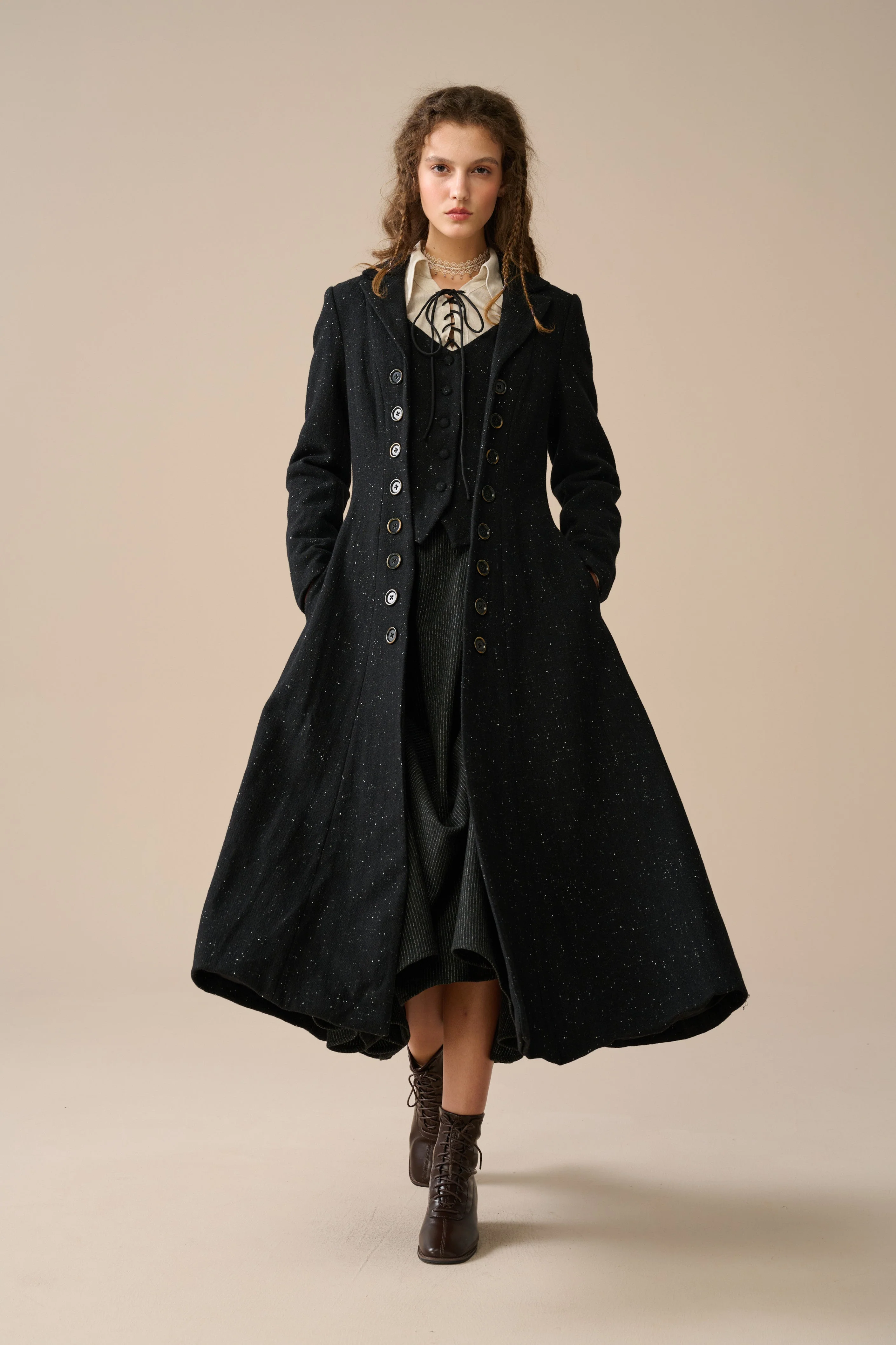 Doreen 15 |Vest-Layered 100% Wool Coat - Image 14