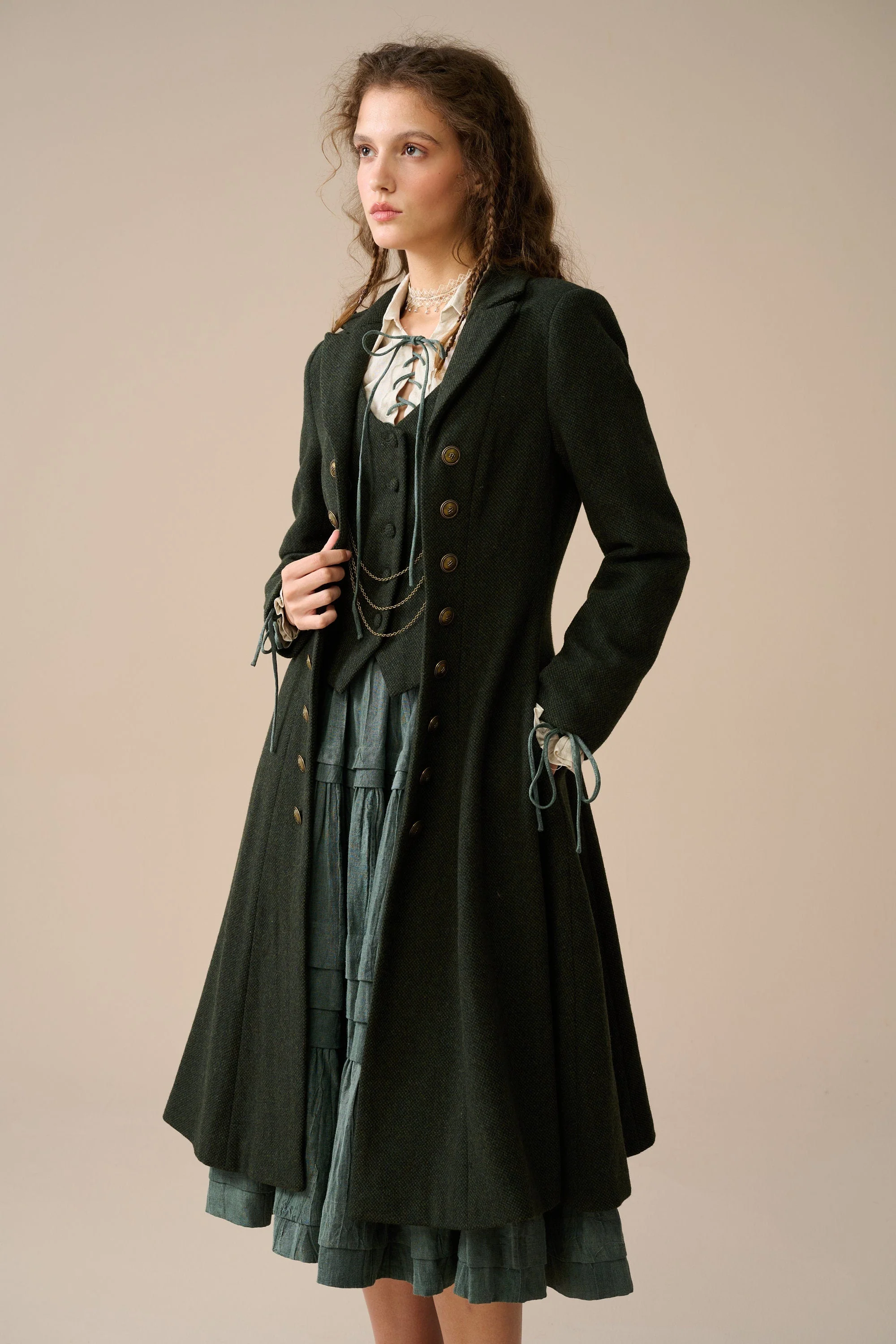 Doreen 15 |Vest-Layered 100% Wool Coat - Image 9